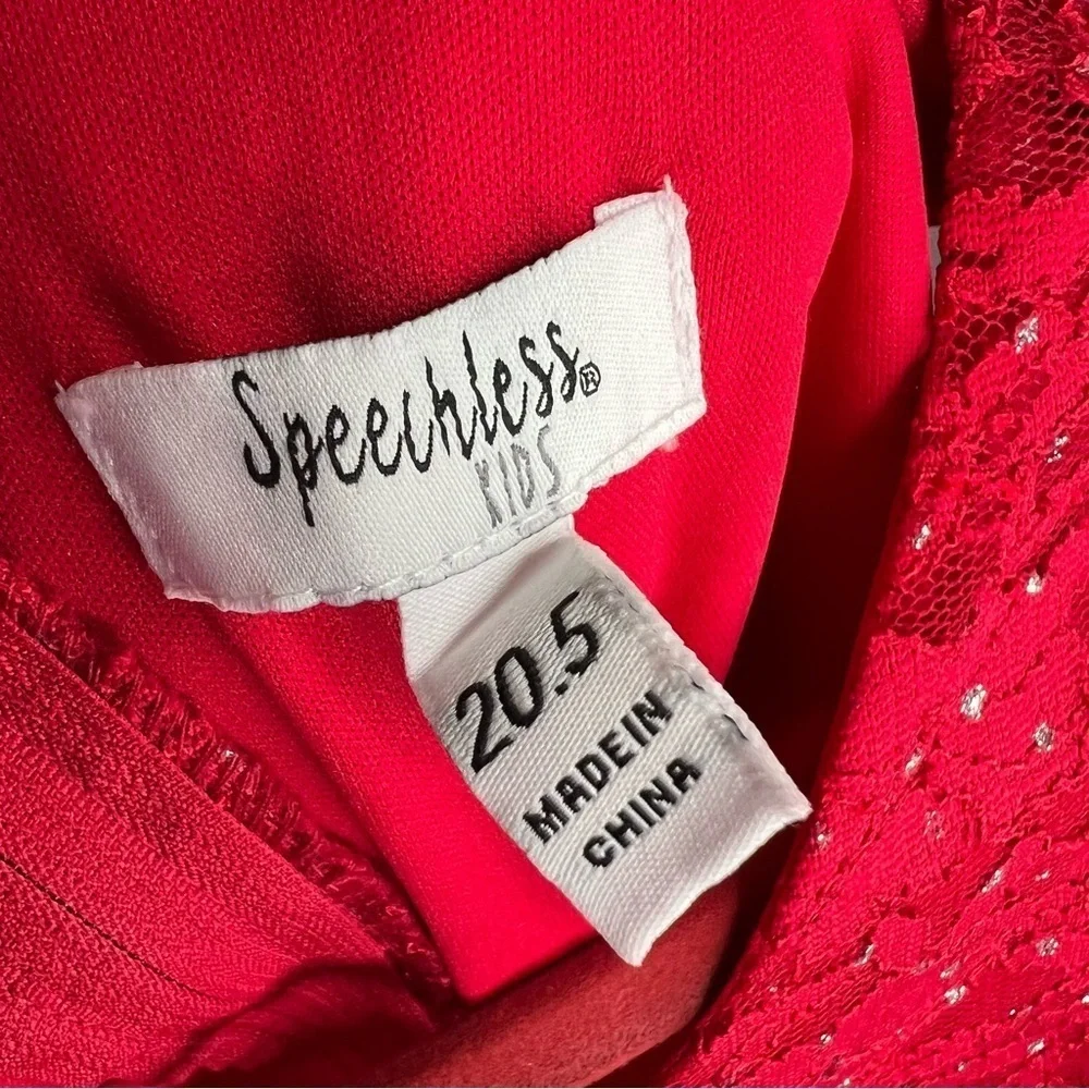 Speechless Girls Plus Size 20.5 Red Party Dress Rhinestone Sleeveless Tie XXL - Picture 6 of 7